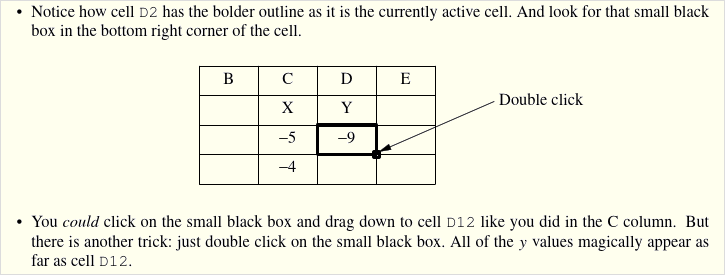 small diagram of active cell in part of a spreadsheet